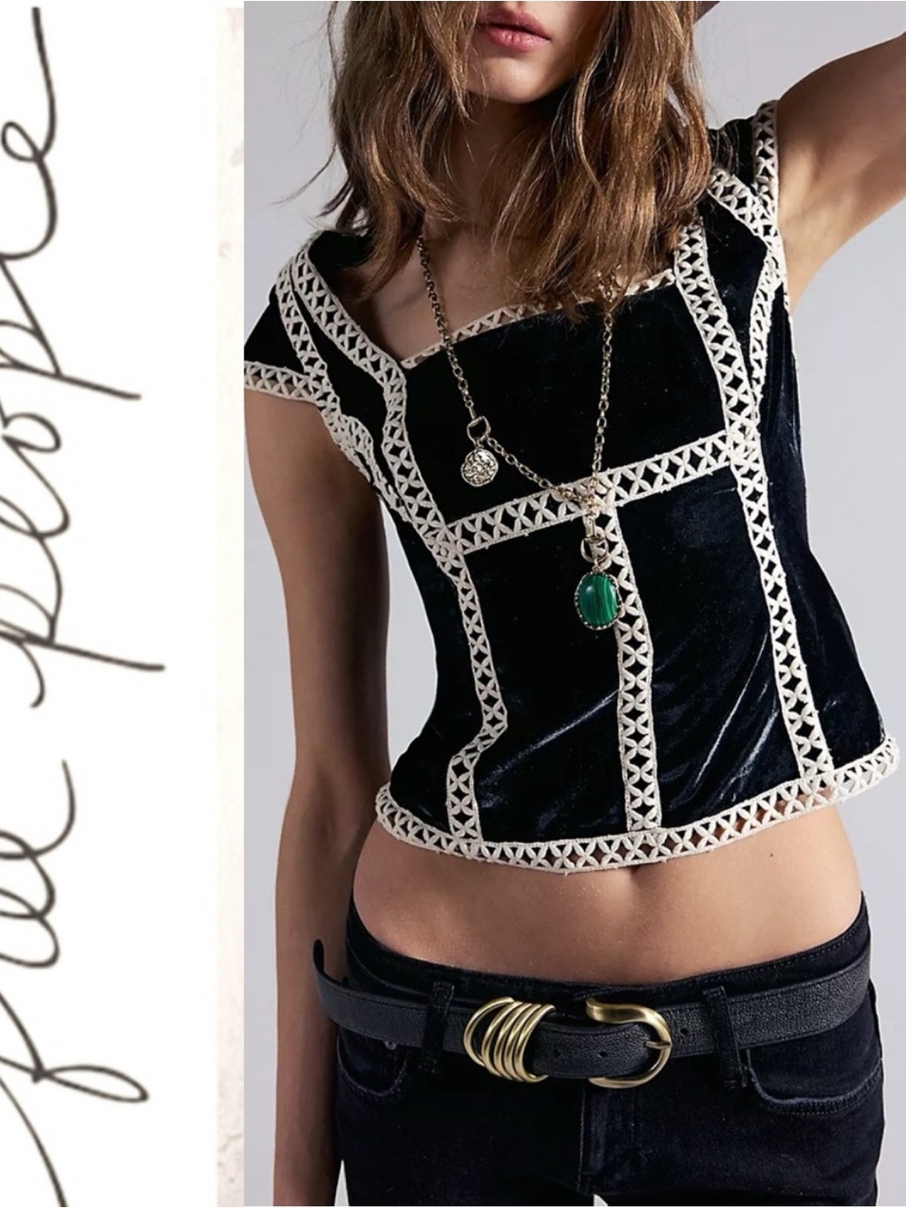 Free People Tyler Velvet Corset Top❤️ NWOT Date Night, Vintage Inspired, Boho